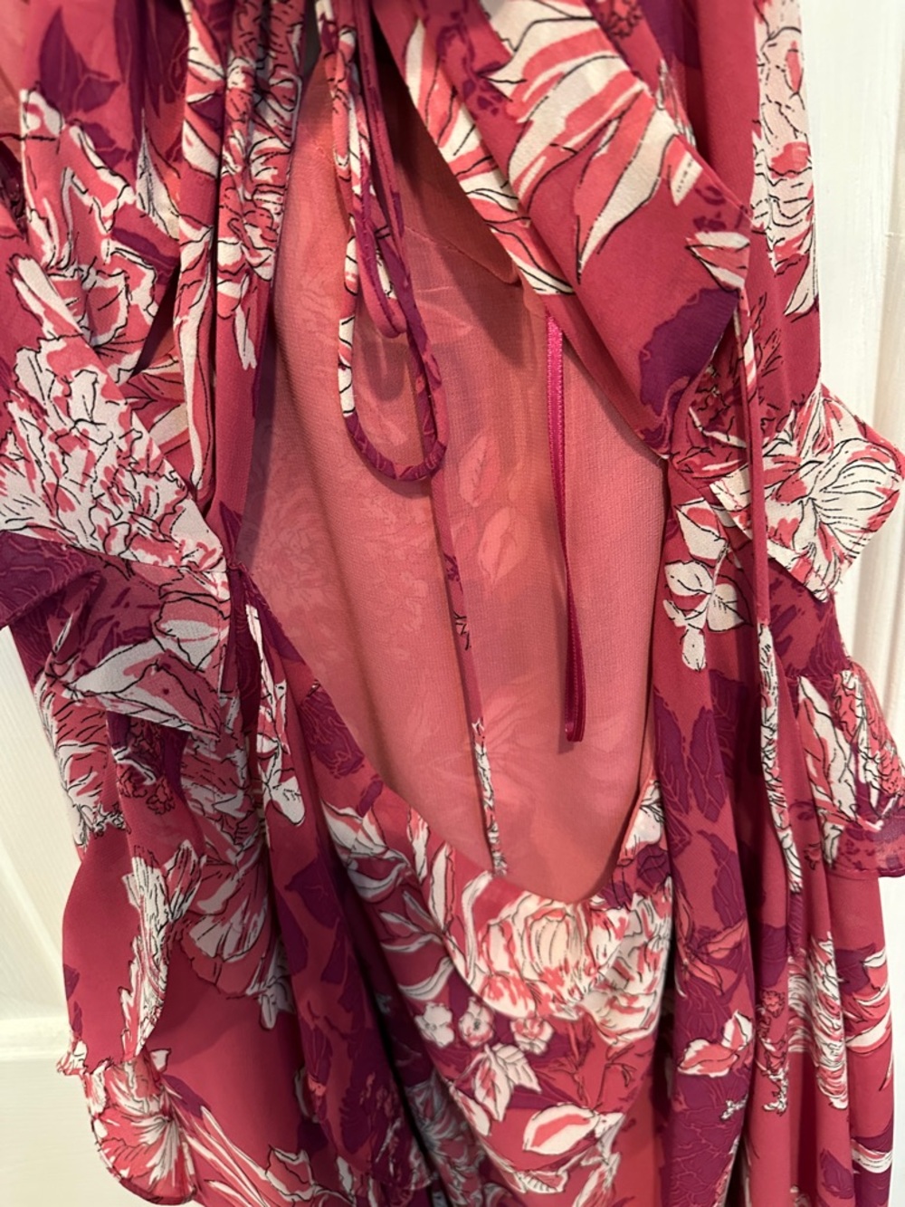 Zara Raspberry Pink Floral Ruffle Maxi Dress - Picture 4 of 4